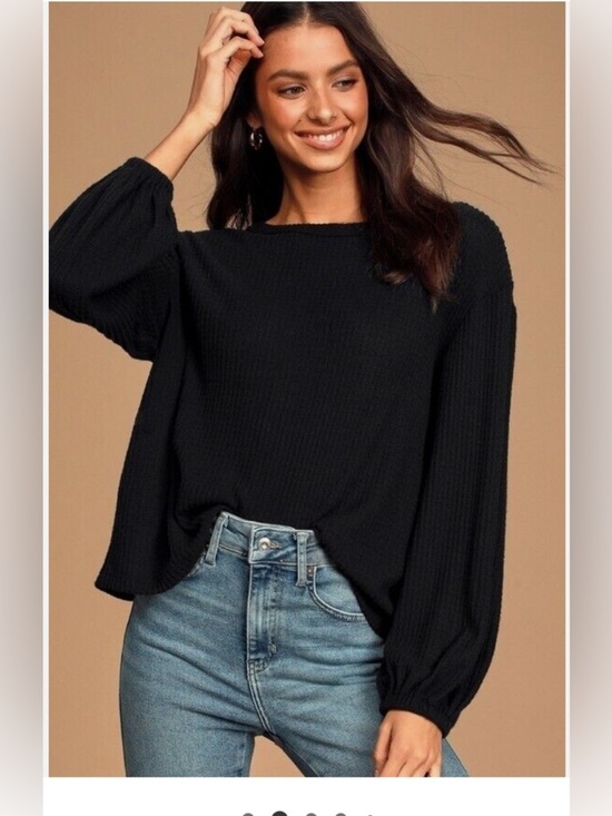 Lulus Tops - Lulu's Black Ribbed Square Neck Top